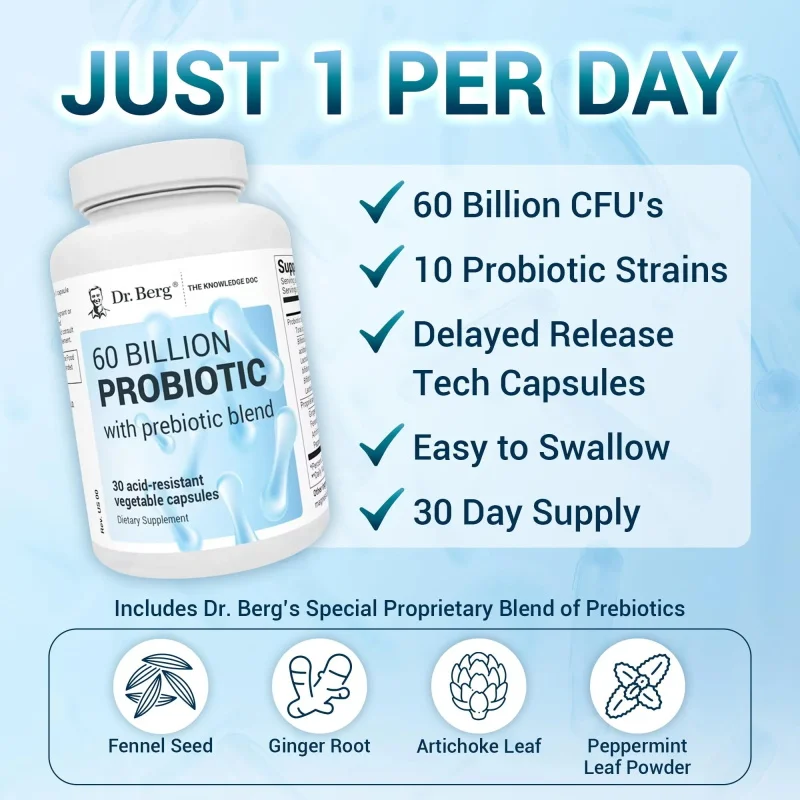 Dr. Berg 60 Billion 10 Strains - đánh giá và giá Probiotic 60 Billion